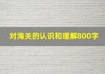 对海关的认识和理解800字