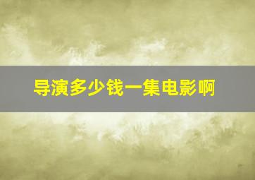 导演多少钱一集电影啊