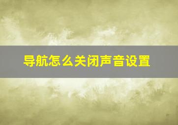 导航怎么关闭声音设置