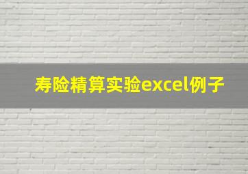 寿险精算实验excel例子