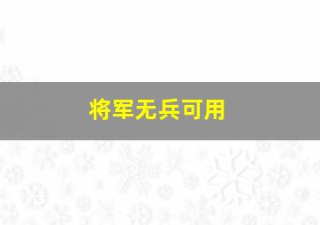 将军无兵可用