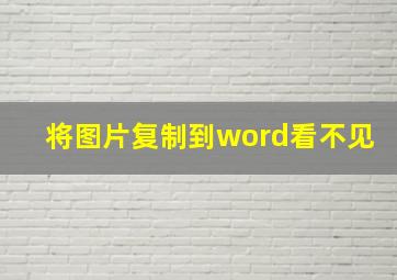 将图片复制到word看不见