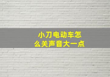 小刀电动车怎么关声音大一点