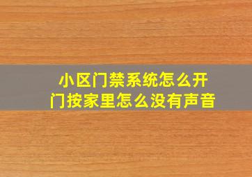 小区门禁系统怎么开门按家里怎么没有声音