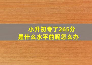 小升初考了265分是什么水平的呢怎么办