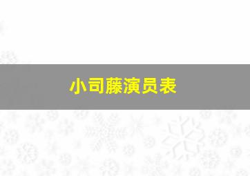 小司藤演员表