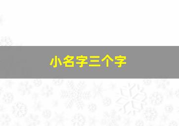 小名字三个字