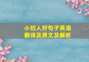 小妇人好句子英语翻译及原文及解析