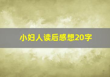 小妇人读后感想20字