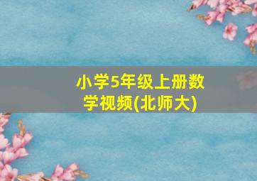 小学5年级上册数学视频(北师大)