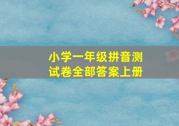 小学一年级拼音测试卷全部答案上册