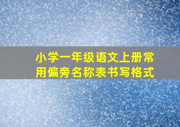 小学一年级语文上册常用偏旁名称表书写格式