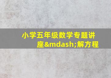 小学五年级数学专题讲座—解方程