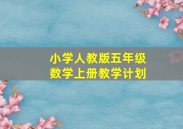 小学人教版五年级数学上册教学计划