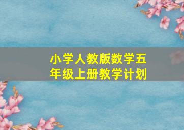 小学人教版数学五年级上册教学计划