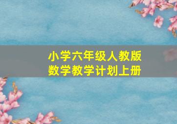 小学六年级人教版数学教学计划上册