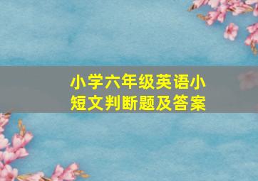 小学六年级英语小短文判断题及答案