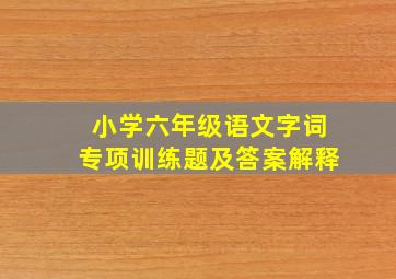 小学六年级语文字词专项训练题及答案解释