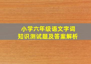 小学六年级语文字词知识测试题及答案解析