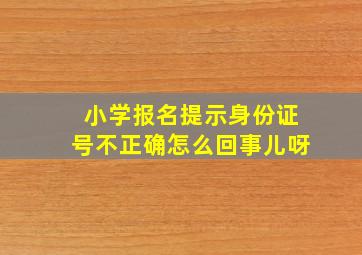 小学报名提示身份证号不正确怎么回事儿呀