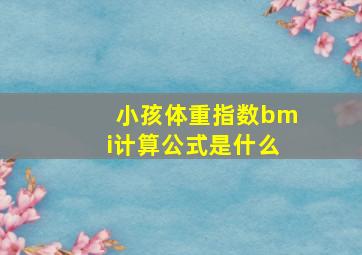 小孩体重指数bmi计算公式是什么