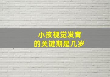 小孩视觉发育的关键期是几岁