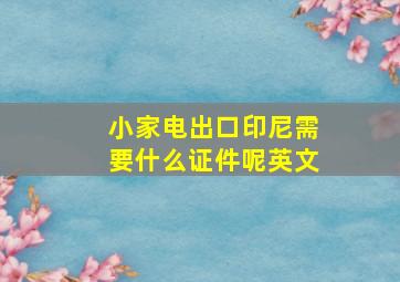 小家电出口印尼需要什么证件呢英文