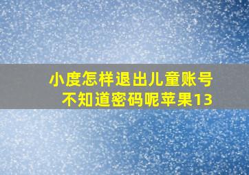 小度怎样退出儿童账号不知道密码呢苹果13