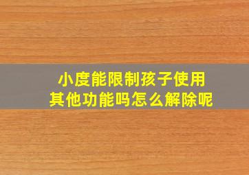 小度能限制孩子使用其他功能吗怎么解除呢