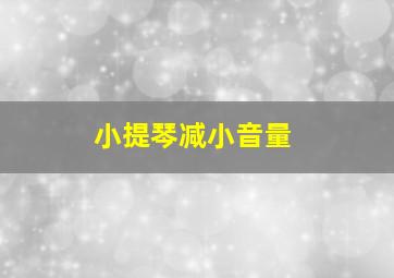 小提琴减小音量