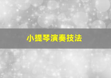 小提琴演奏技法