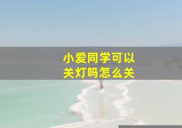 小爱同学可以关灯吗怎么关