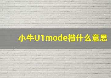 小牛U1mode档什么意思