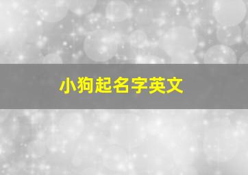 小狗起名字英文