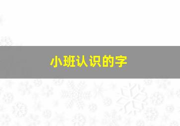 小班认识的字