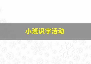 小班识字活动