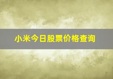 小米今日股票价格查询