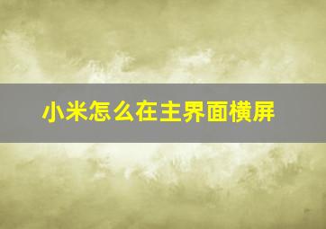 小米怎么在主界面横屏