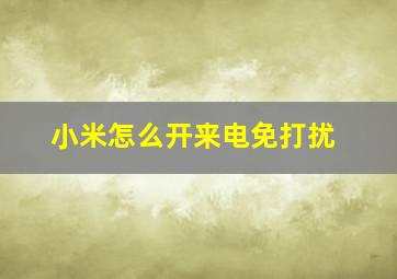 小米怎么开来电免打扰