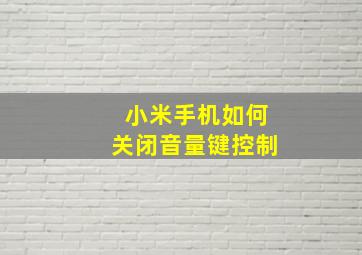 小米手机如何关闭音量键控制