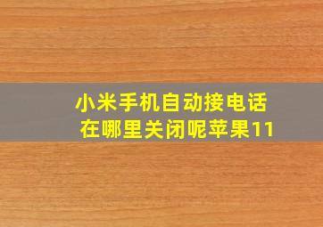 小米手机自动接电话在哪里关闭呢苹果11