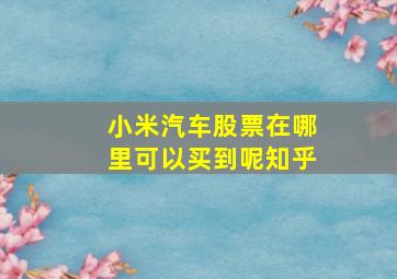 小米汽车股票在哪里可以买到呢知乎