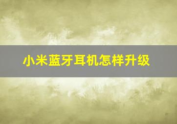 小米蓝牙耳机怎样升级