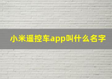 小米遥控车app叫什么名字