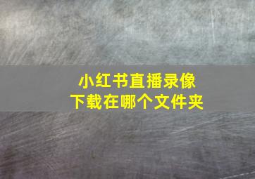 小红书直播录像下载在哪个文件夹