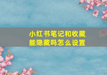 小红书笔记和收藏能隐藏吗怎么设置