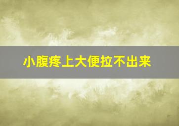 小腹疼上大便拉不出来