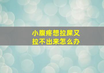 小腹疼想拉屎又拉不出来怎么办