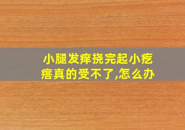 小腿发痒挠完起小疙瘩真的受不了,怎么办