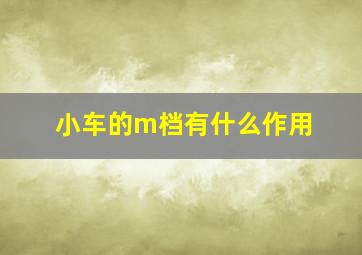 小车的m档有什么作用